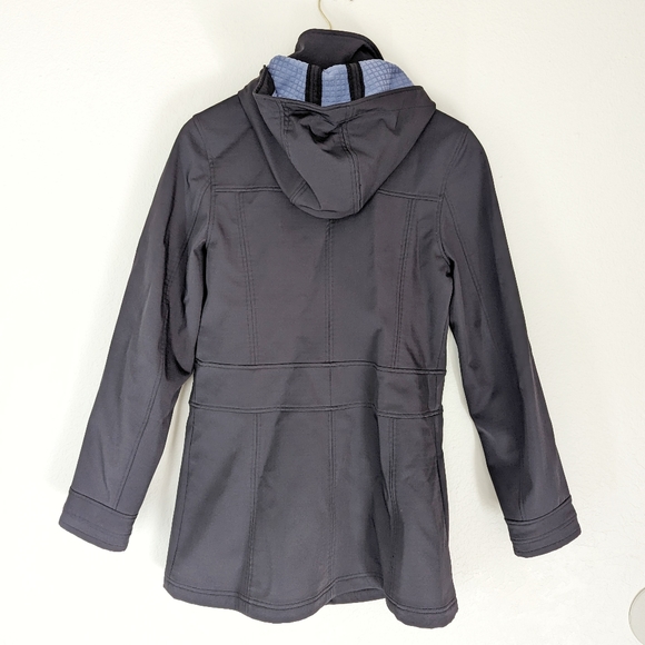Athleta Black Soft Shell Midi Full Zip Rain Jacket Lined Medium - Picture 2 of 7